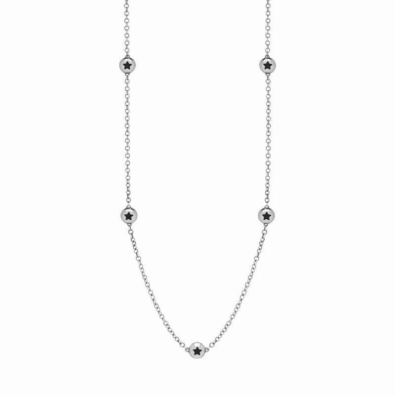Sterling Silver Whitby Jet Star Link Disc Chain Necklace