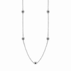 Sterling Silver Whitby Jet Star Link Disc Chain Necklace