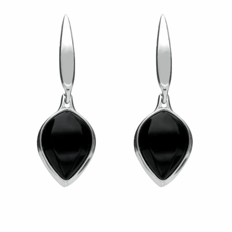Sterling Silver Whitby Jet Tear Drop Earrings