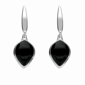 Sterling Silver Whitby Jet Tear Drop Earrings