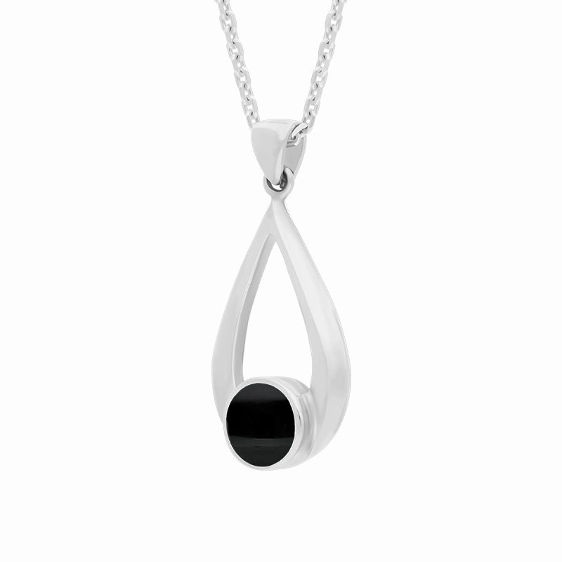 Sterling Silver Whitby Jet Teardrop Necklace