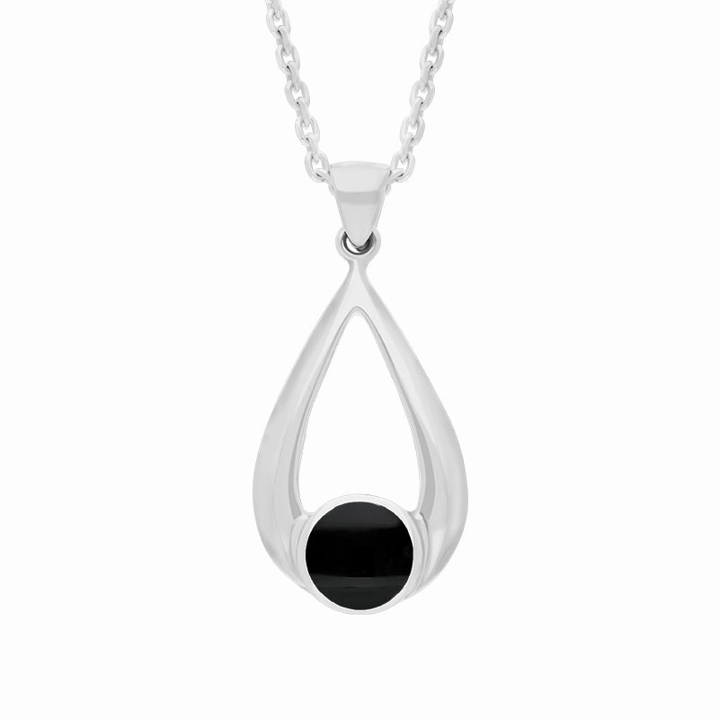 Sterling Silver Whitby Jet Teardrop Necklace