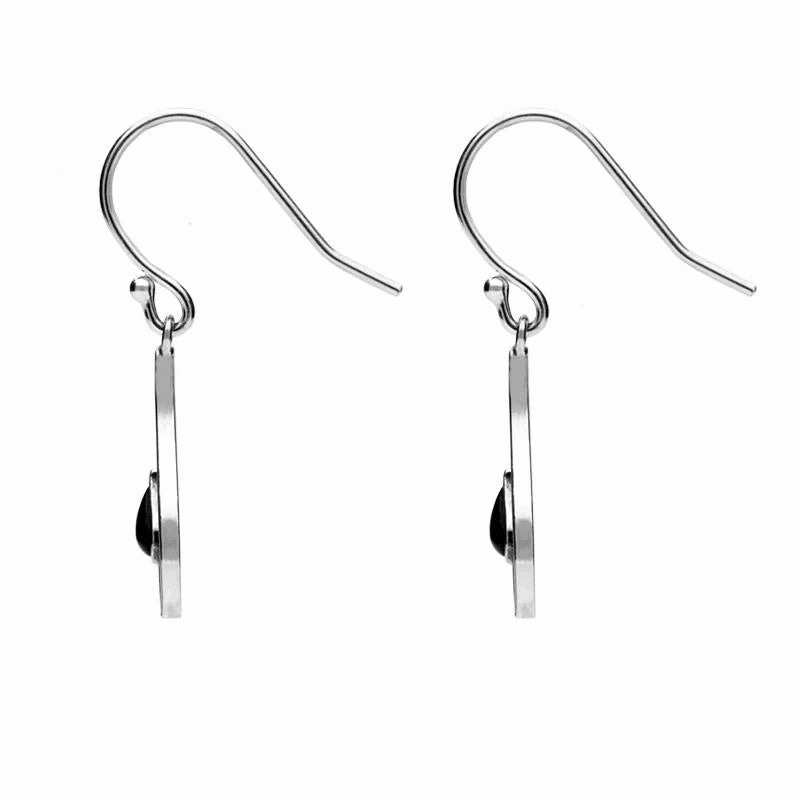 Sterling Silver Whitby Jet Teardrop Oxidised Drop Earrings