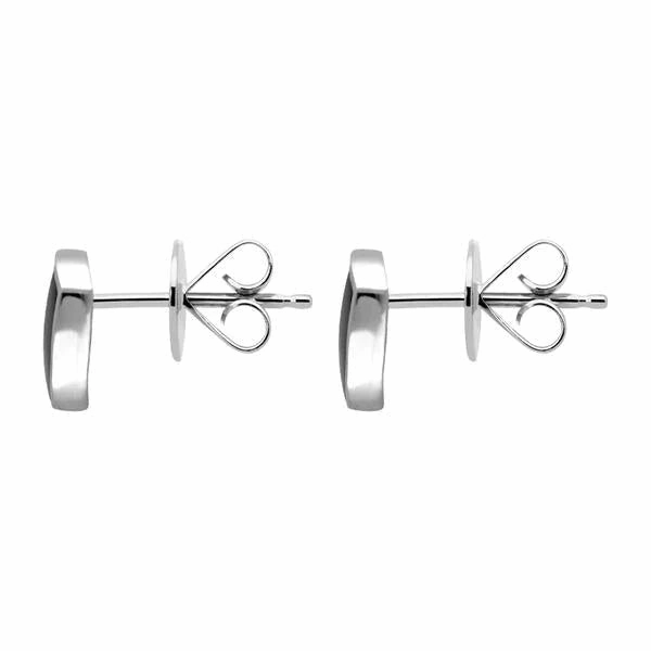 Sterling Silver Whitby Jet Three Stone Square Stud Earrings