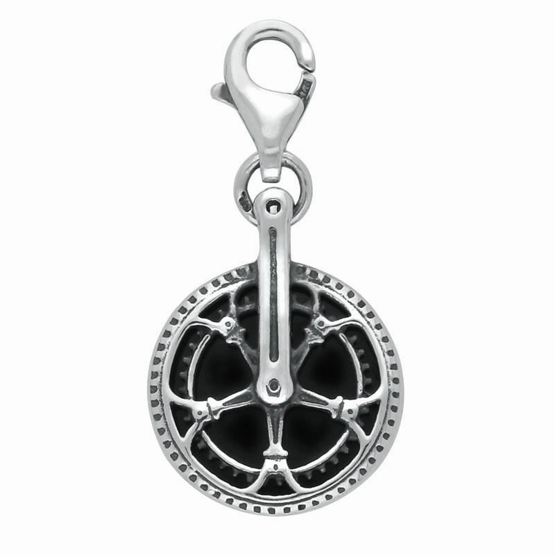 Sterling Silver Whitby Jet Tour De Yorkshire Chain Wheel Charm
