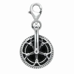 Sterling Silver Whitby Jet Tour De Yorkshire Chain Wheel Charm