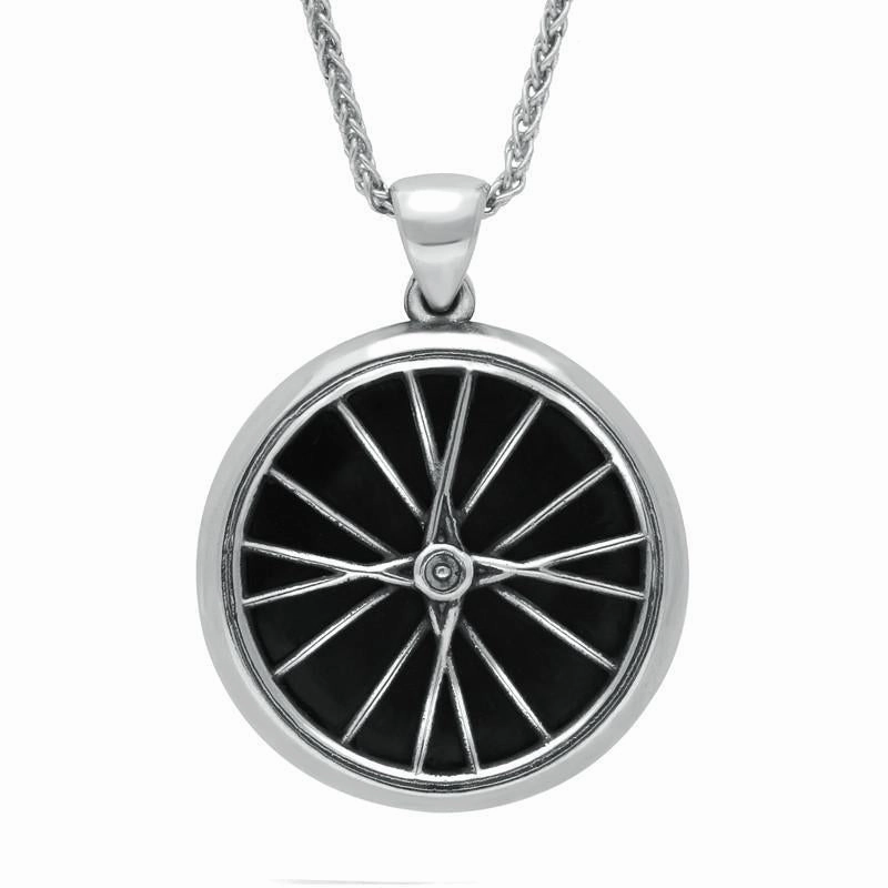 Sterling Silver Whitby Jet Tour De Yorkshire Large Bike Wheel Necklace