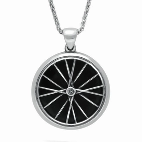 Sterling Silver Whitby Jet Tour De Yorkshire Large Bike Wheel Necklace
