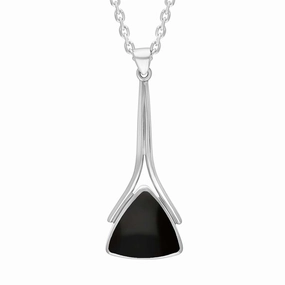 Sterling Silver Whitby Jet Triangle Necklace