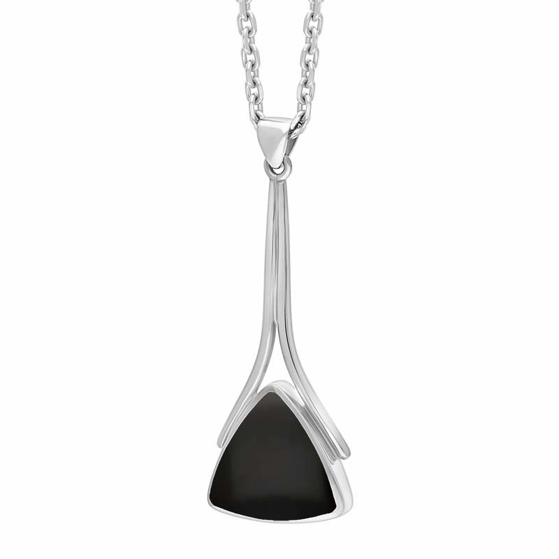 Sterling Silver Whitby Jet Triangle Necklace