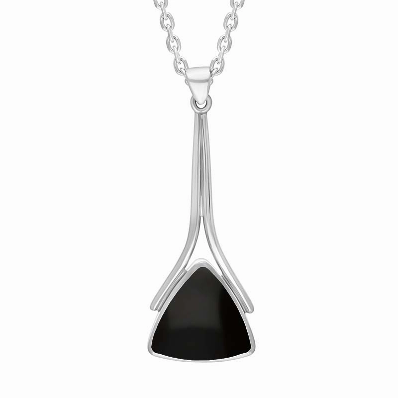 Sterling Silver Whitby Jet Triangle Necklace