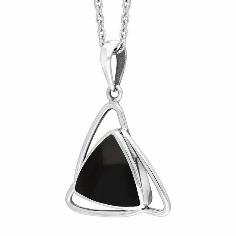 Sterling Silver Whitby Jet Triangle Open Frame Necklace