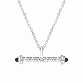 Sterling Silver Whitby Jet Twisted T Bar Necklace