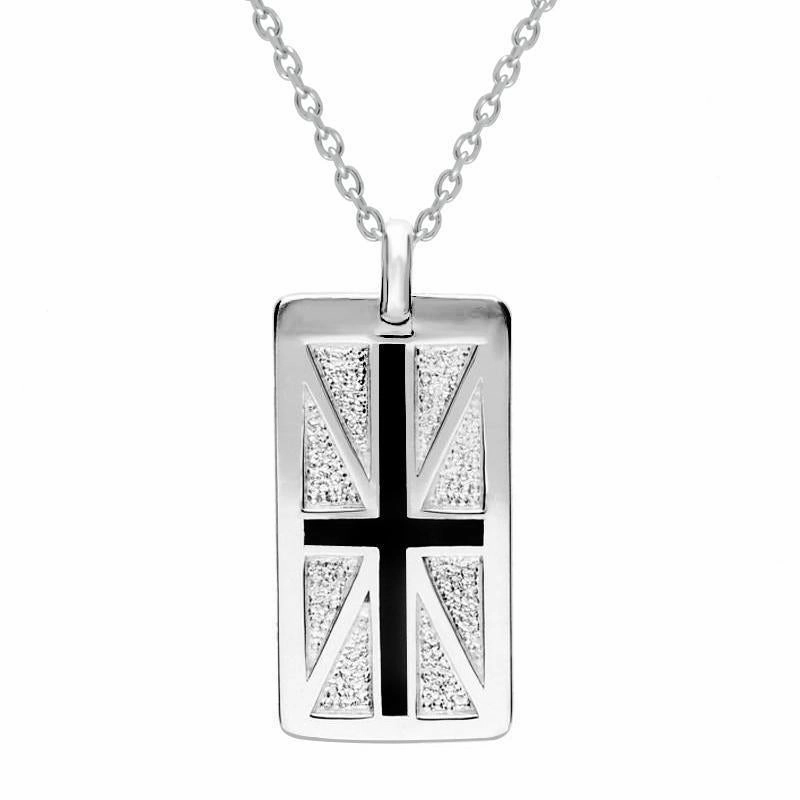 Sterling Silver Whitby Jet Union Jack Three Piece Set