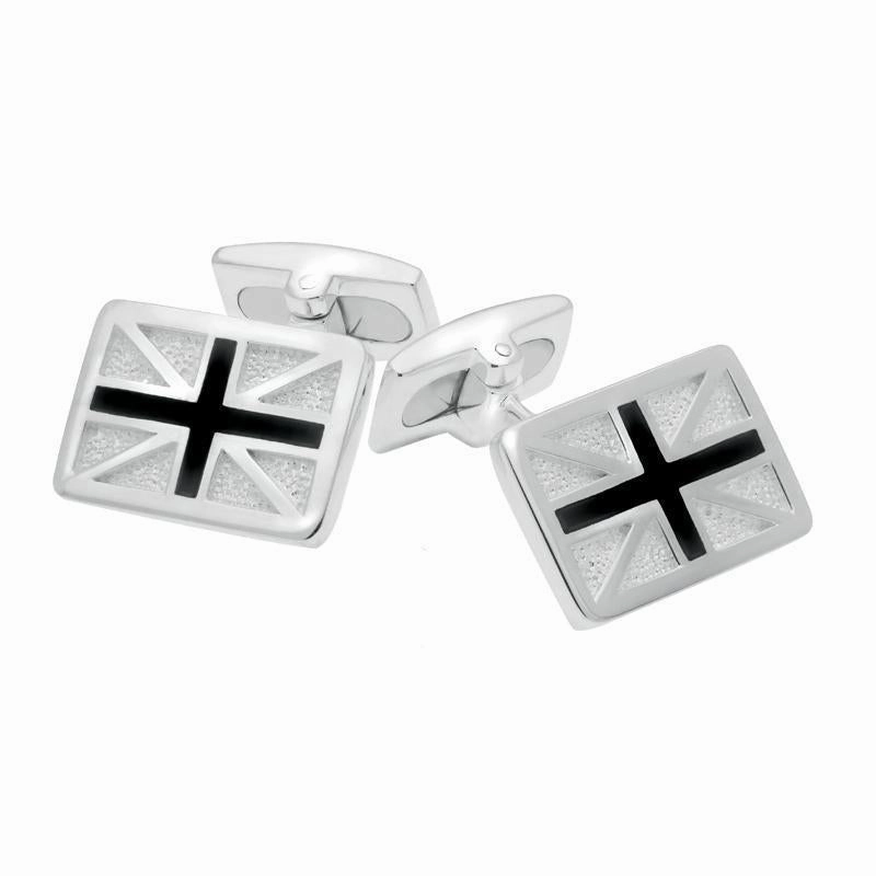 Sterling Silver Whitby Jet Union Jack Three Piece Set