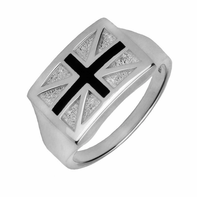 Sterling Silver Whitby Jet Union Jack Three Piece Set