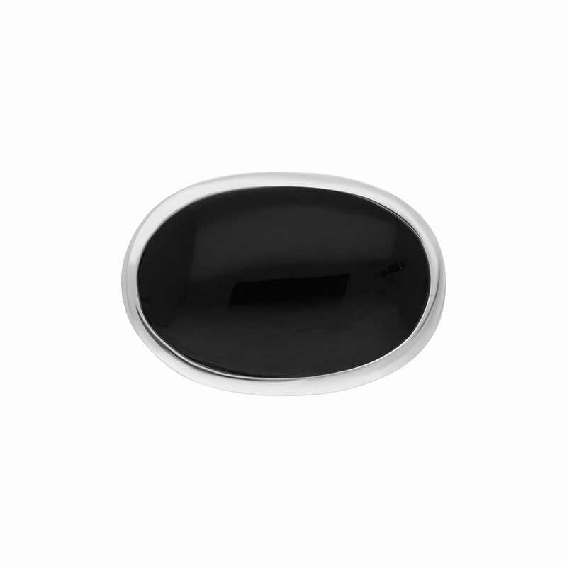 Sterling Silver Whitby Jet Wide Oval Chunky Ring