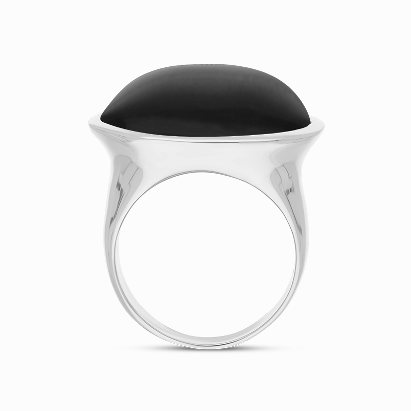 Sterling Silver Whitby Jet Wide Oval Chunky Ring