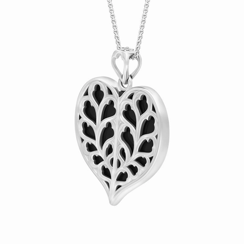 Sterling Silver Whitby Jet York Minster Large Heart Necklace