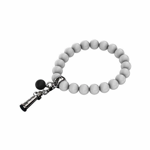 Sterling Silver White Agate Whitby Jet 8mm Regatta Charm Bracelet