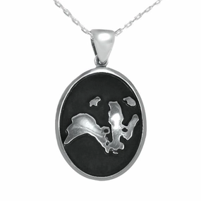 Sterling Silver Wildlife Trust Oval Badger Portrait Necklace