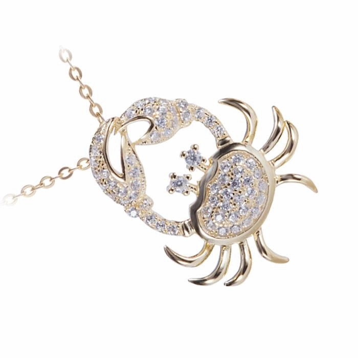 Sterling Silver Yellow Gold Plated Crab Pave CZ Pendant (Chain Sold Separately)