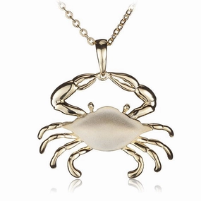 Sterling Silver Yellow Gold Plated Crab Pendant Sandblast Finished (Chain Sold Separately)