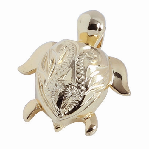 Sterling Silver Yellow Gold Plated Hawaiian Scroll Honu (Turtle) Pendant (Chain Sold Separately)