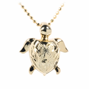 Sterling Silver Yellow Gold Plated Hawaiian Scroll Honu (Turtle) Pendant (Chain Sold Separately)