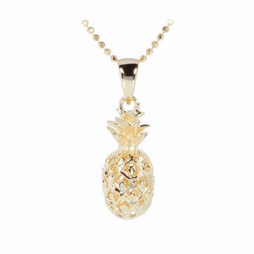 Sterling Silver Yellow Gold Plated Pineapple Pendant (S/L) (Chain Sold Separately)