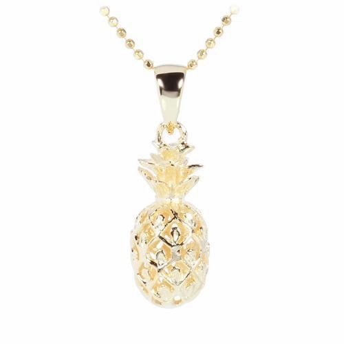 Sterling Silver Yellow Gold Plated Pineapple Pendant (S/L) (Chain Sold Separately)