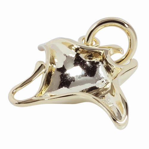 Sterling Silver Yellow Gold Plated Shiny Manta Ray Pendant (Chain Sold Separately)