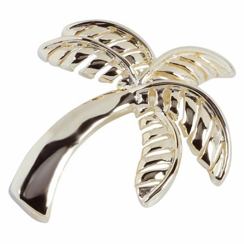 Sterling Silver Yellow Gold Plated Shiny Palm Tree Pendant (Chain Sold Separately)