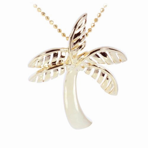 Sterling Silver Yellow Gold Plated Shiny Palm Tree Pendant (Chain Sold Separately)