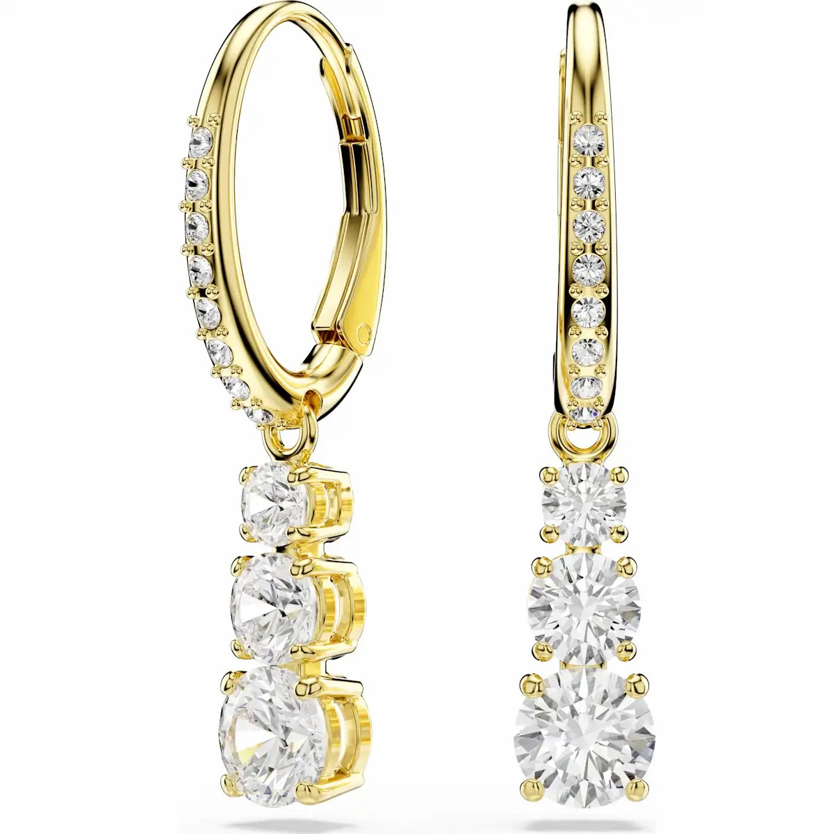 Stilla Attract hoop earrings, Round cut, White, Gold-tone plated