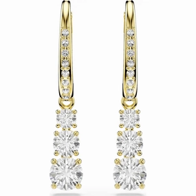 Stilla Attract hoop earrings, Round cut, White, Gold-tone plated