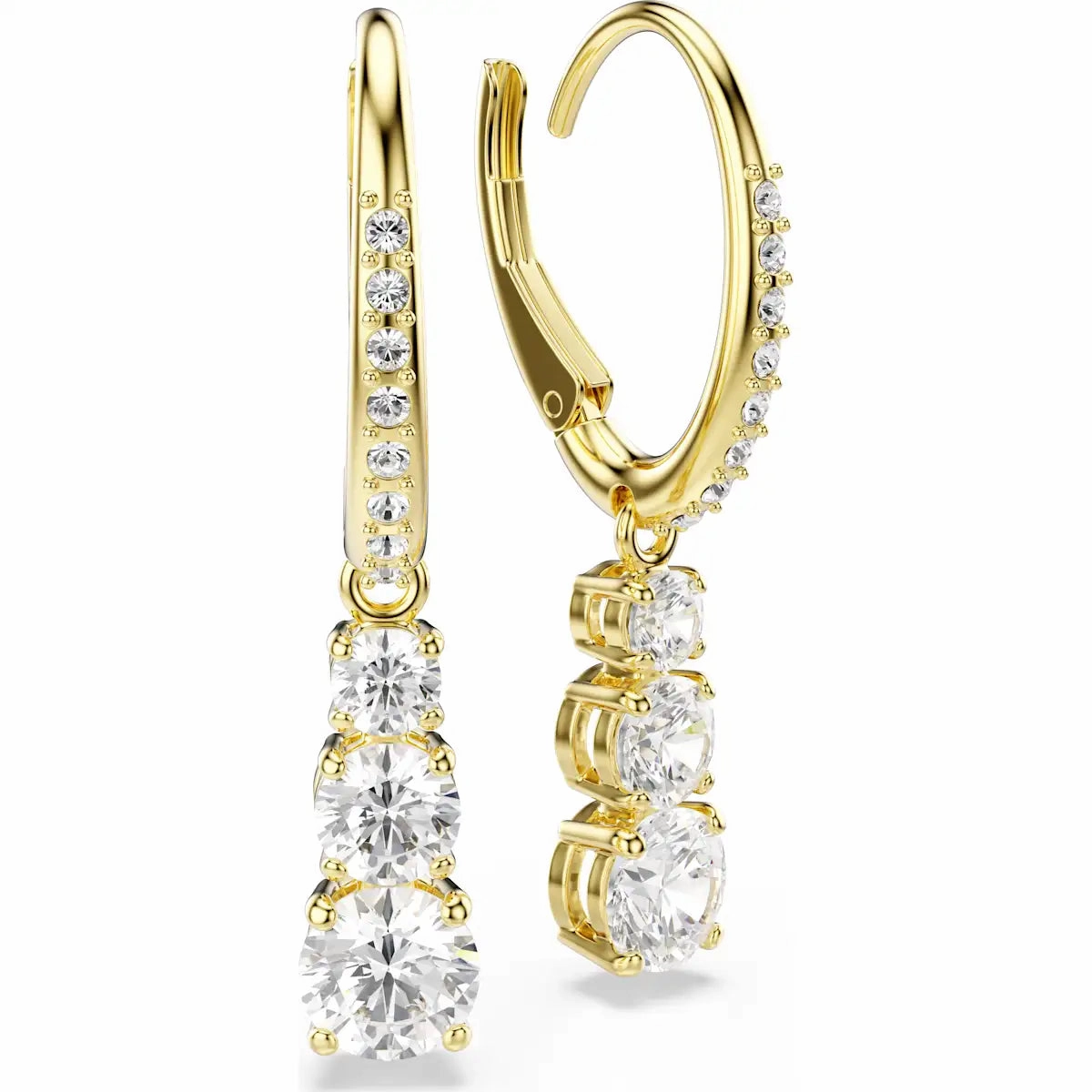 Stilla Attract hoop earrings, Round cut, White, Gold-tone plated