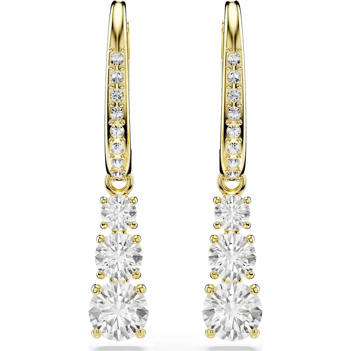 Stilla Attract hoop earrings, Round cut, White, Gold-tone plated
