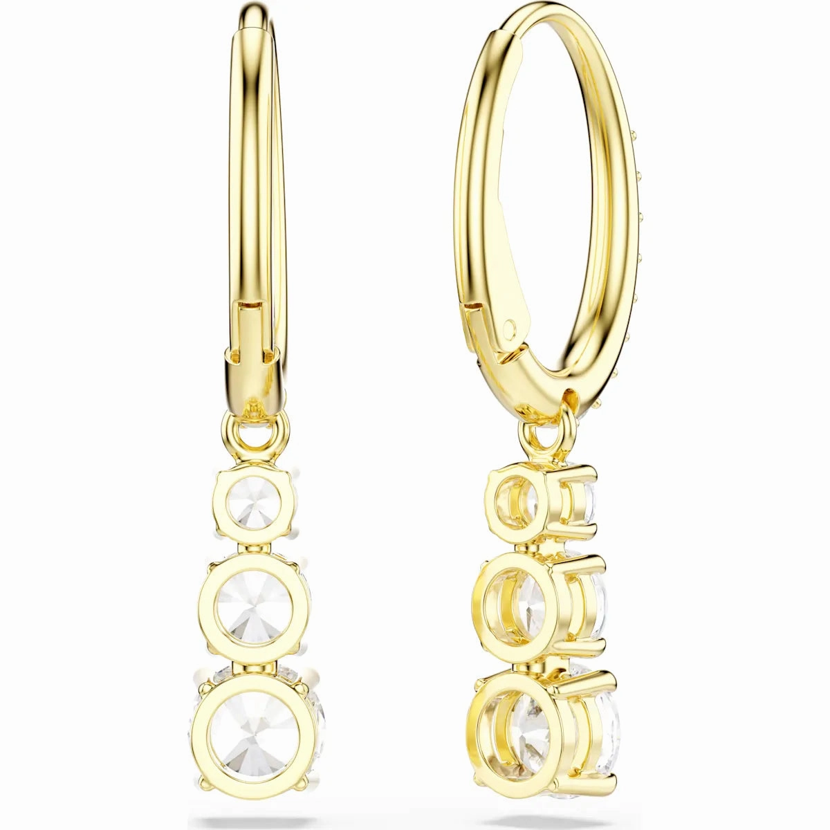 Stilla Attract hoop earrings, Round cut, White, Gold-tone plated