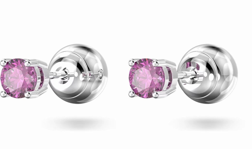 Stilla Purple Round Cut Stud Earrings