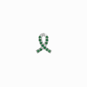 STOW Green Ribbon (Mental Health) Charm Sterling Silver & CZ