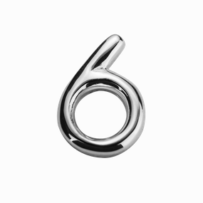 STOW Number 6 Charm - Sterling Silver