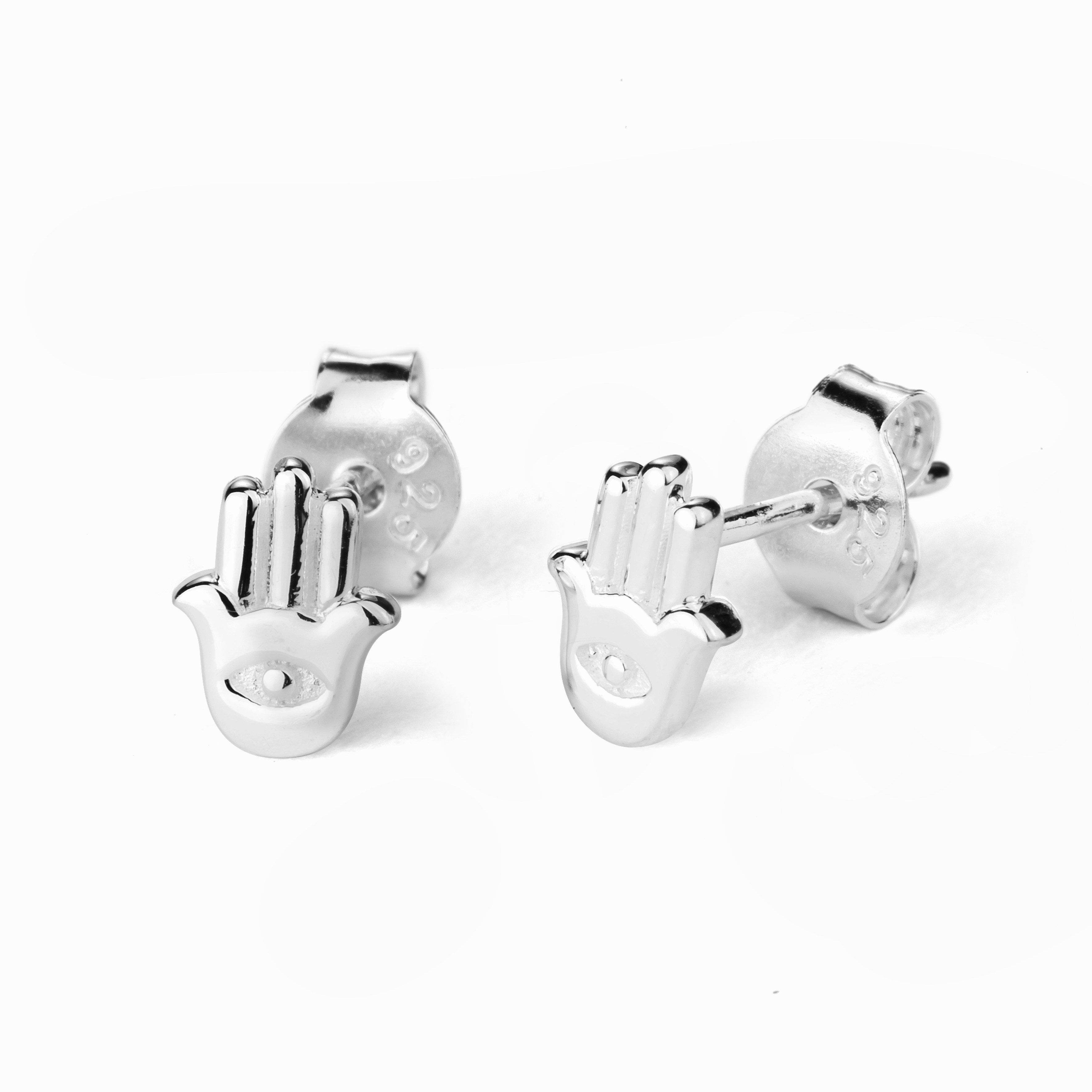 STOW Silver Stud Earrings - Hamsa Hand (Protection)
