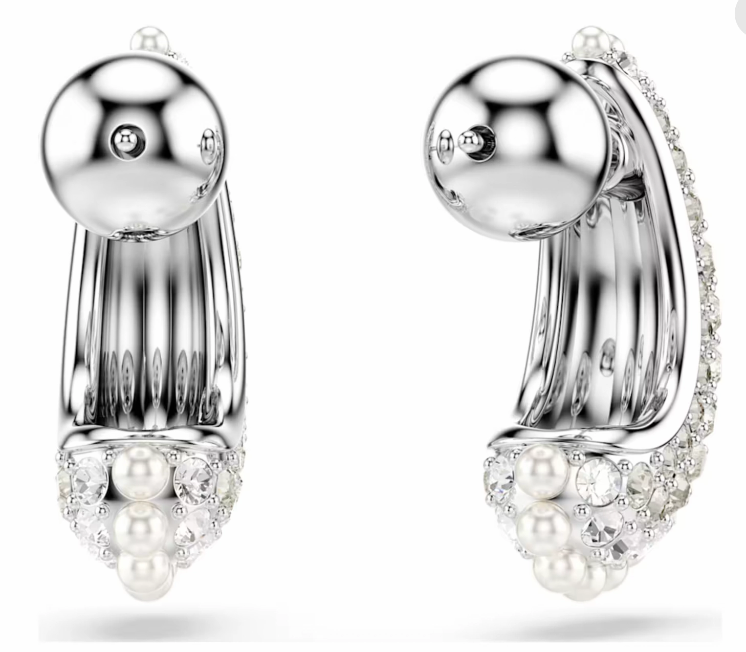 Sublima Crystal Pearl, Round Cut, Small White Drop Earrings