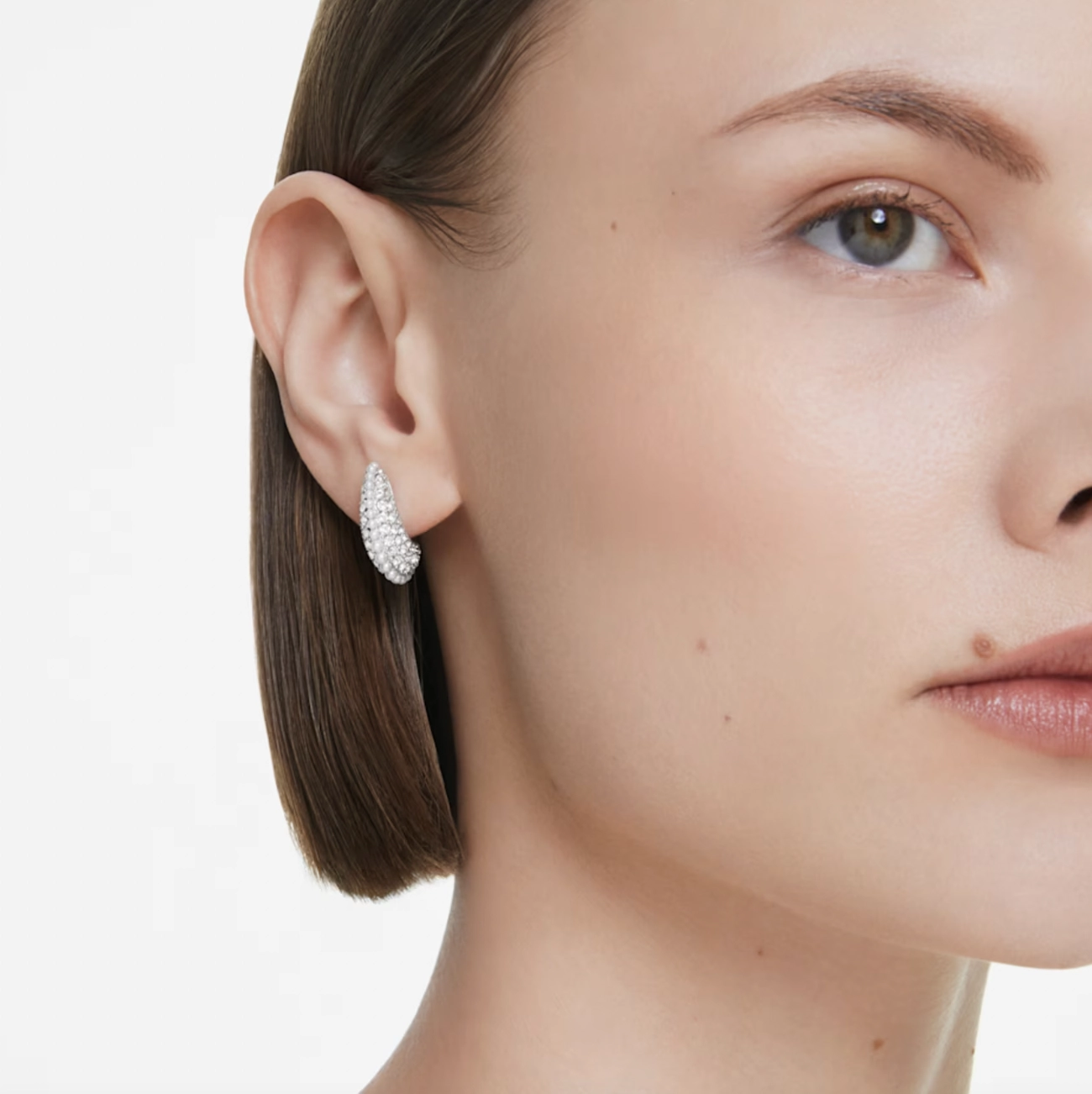 Sublima Crystal Pearl, Round Cut, Small White Drop Earrings