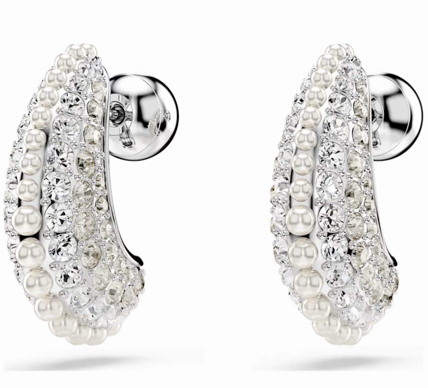 Sublima Crystal Pearl, Round Cut, Small White Drop Earrings