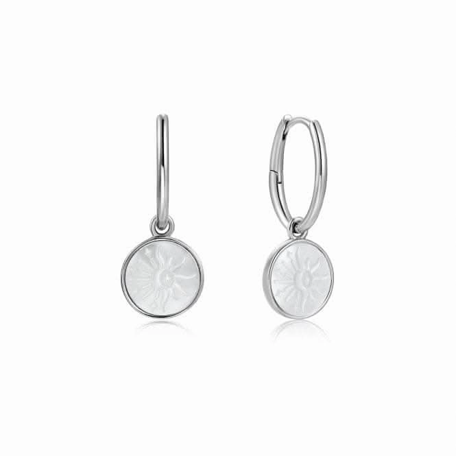 Sunbeam Emblem Silver Huggie Hoop Earrings E030-05H