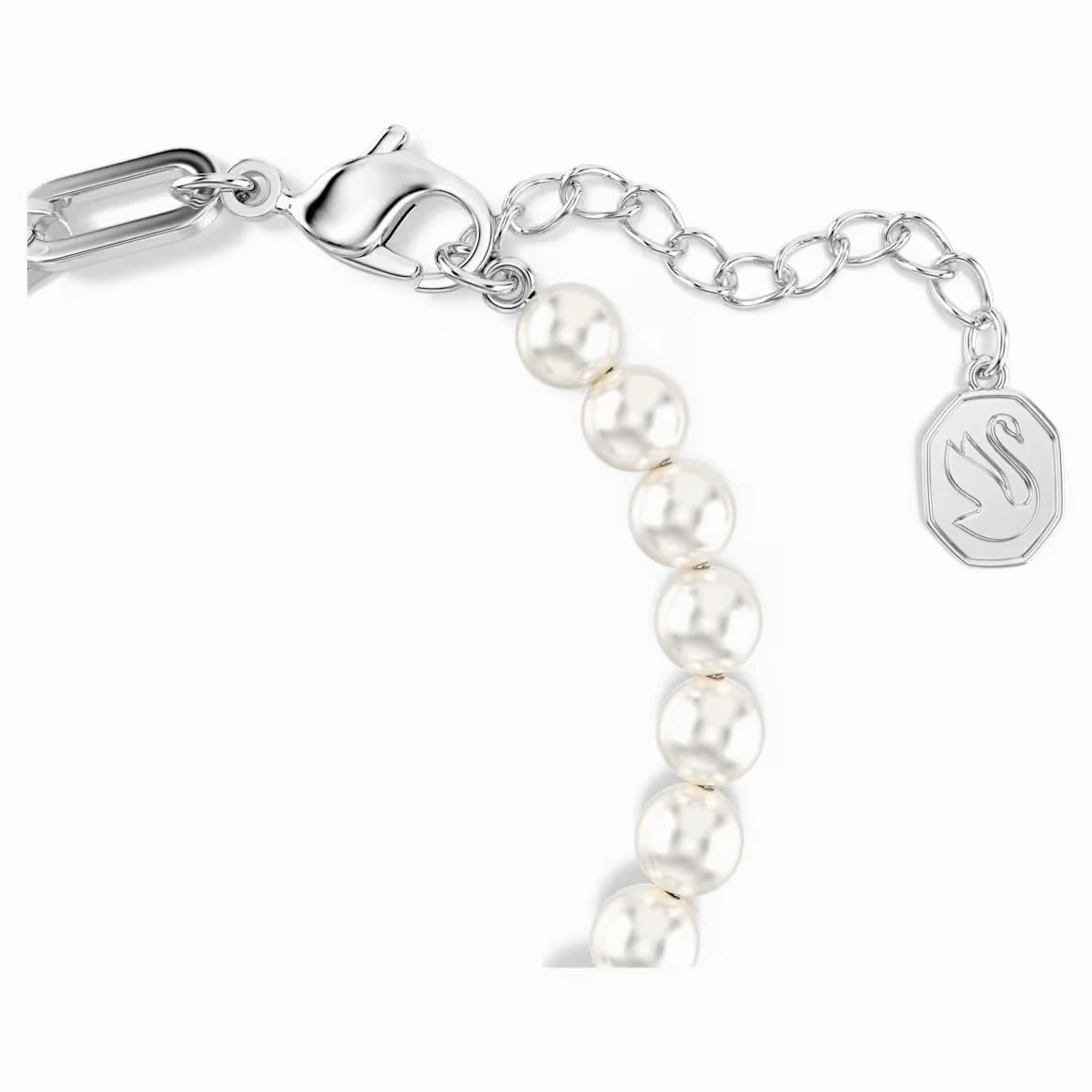Swan Pearl, Swan, Black Silver Bracelet