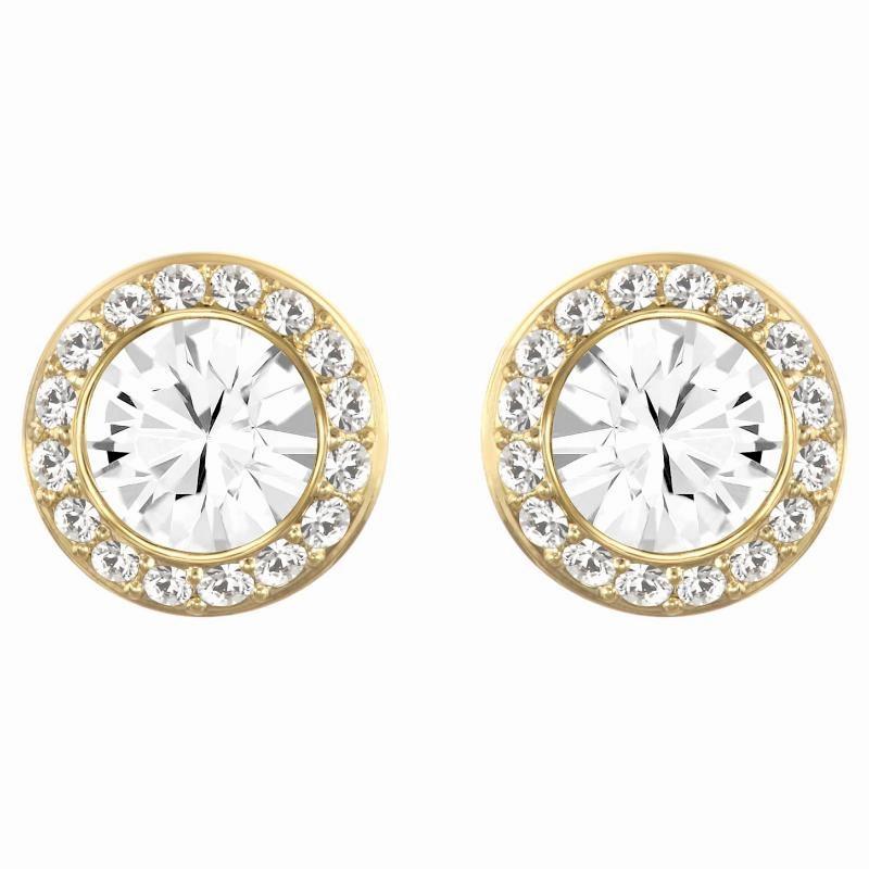 Swarovski Angelic White Yellow Gold Plated Stud Earrings