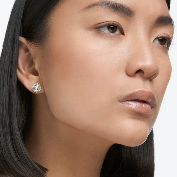 Swarovski Angelic White Yellow Gold Plated Stud Earrings